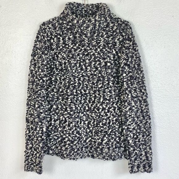 Talbots Wool Blend Turtleneck Black and White Sweater - Picture 3 of 6